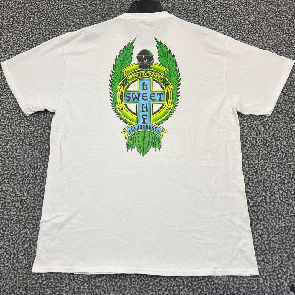 Crooked‎ Clubhouse Shirt Men Extra Large White Sweet Leaf Short Sleeve XL